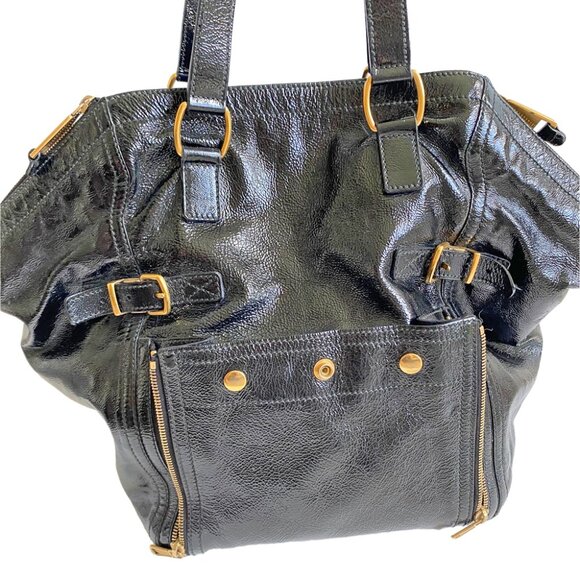 Yves Saint Laurent Downtown Tote Patent Leather Top Handle Bag - Picture 8 of 9